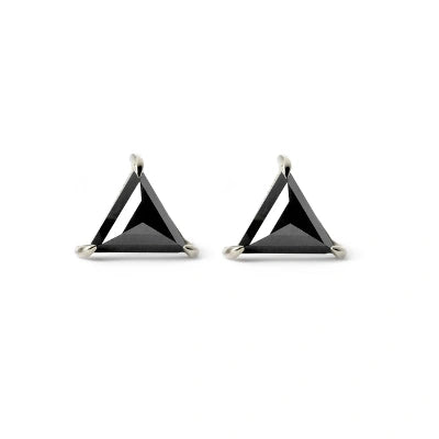 Triangle Shape Black Diamond Stud Earrings Unique Fine Jewelry