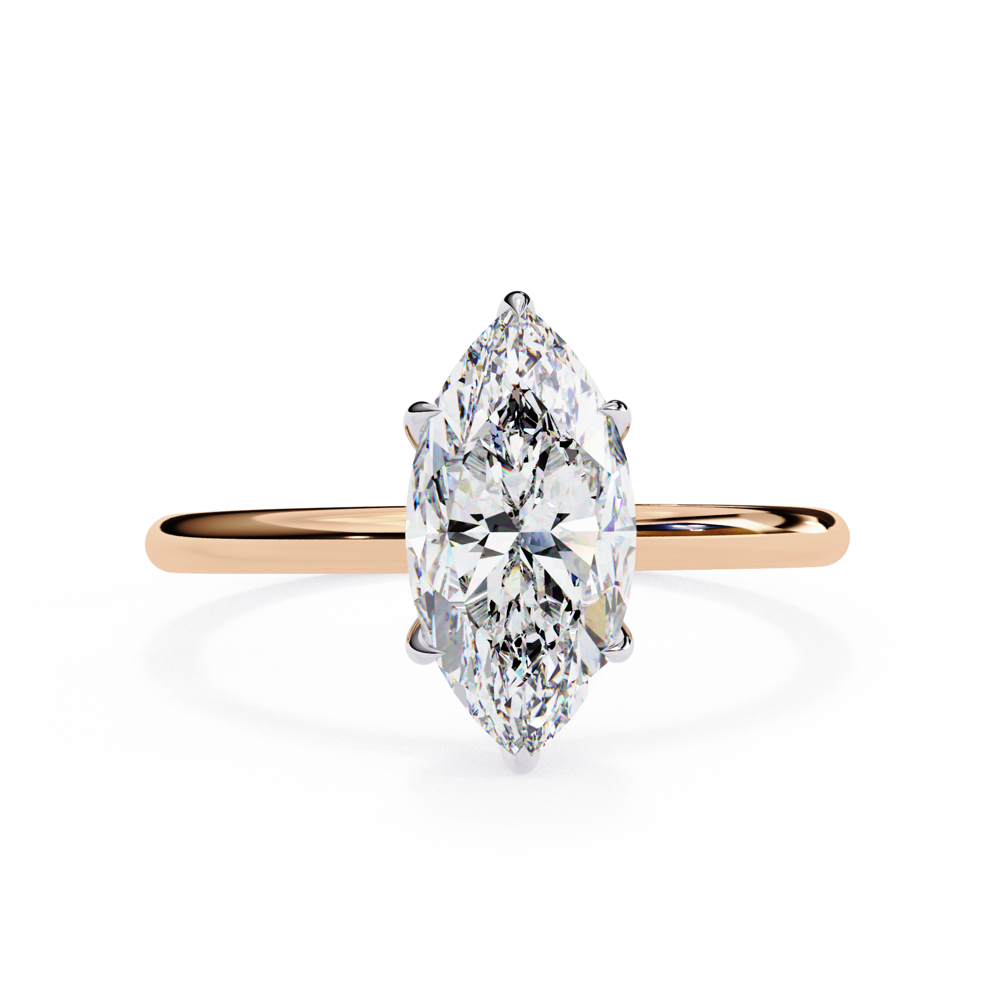 1 Carat Marquise Cut Solitaire Diamond Engagement Ring 18K Rose Gold Natural Diamond Solitaire Engagement Rings