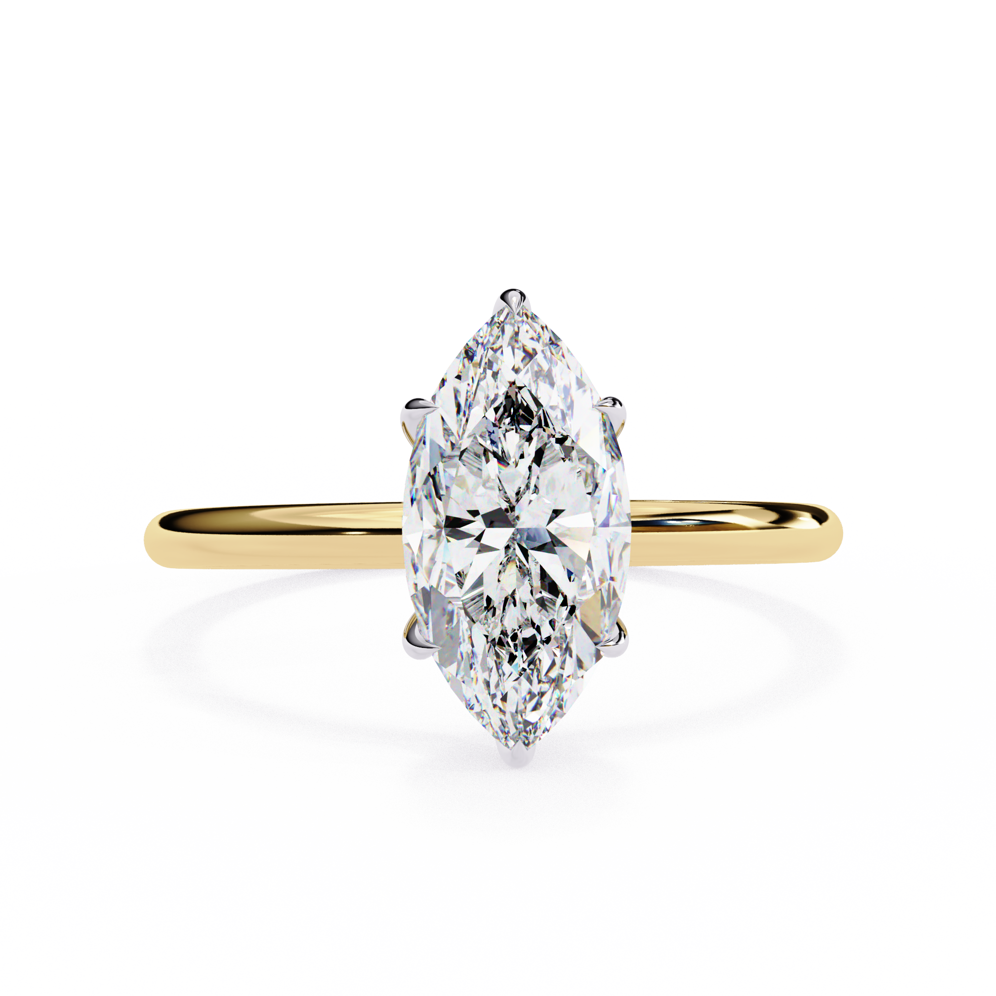 1 Carat Marquise Cut Diamond Engagement Ring 18K Yellow Gold Natural Diamond Solitaire Engagement Rings