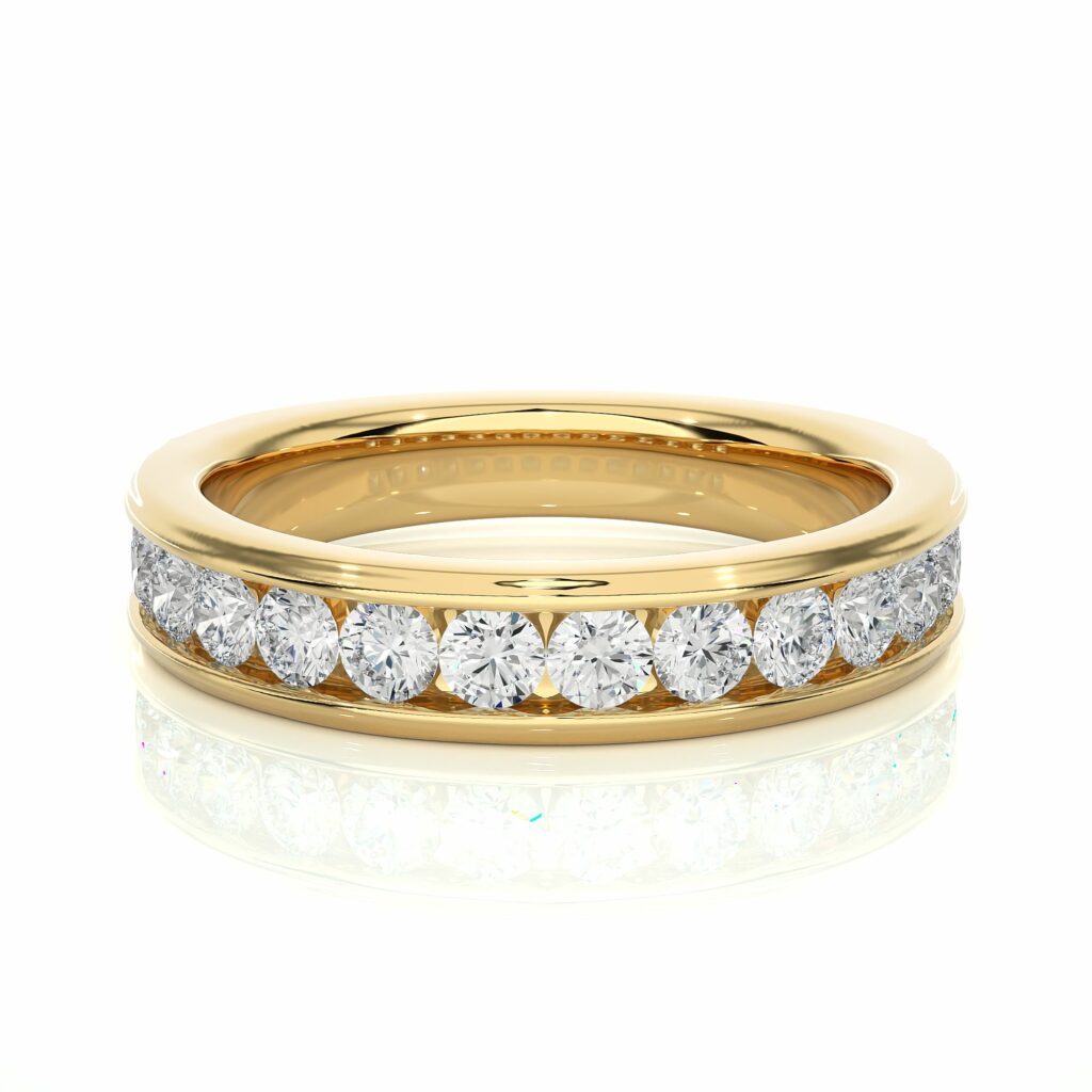 0.90 Ct Round Cut Channel Set Lab Diamond Half Eternity Band In White Gold 14K
