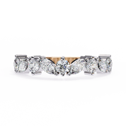 0.90 Carat Marquise & Round Shape Diamond Wedding Band In Yellow Gold 18K Rose Gold Natural Diamond