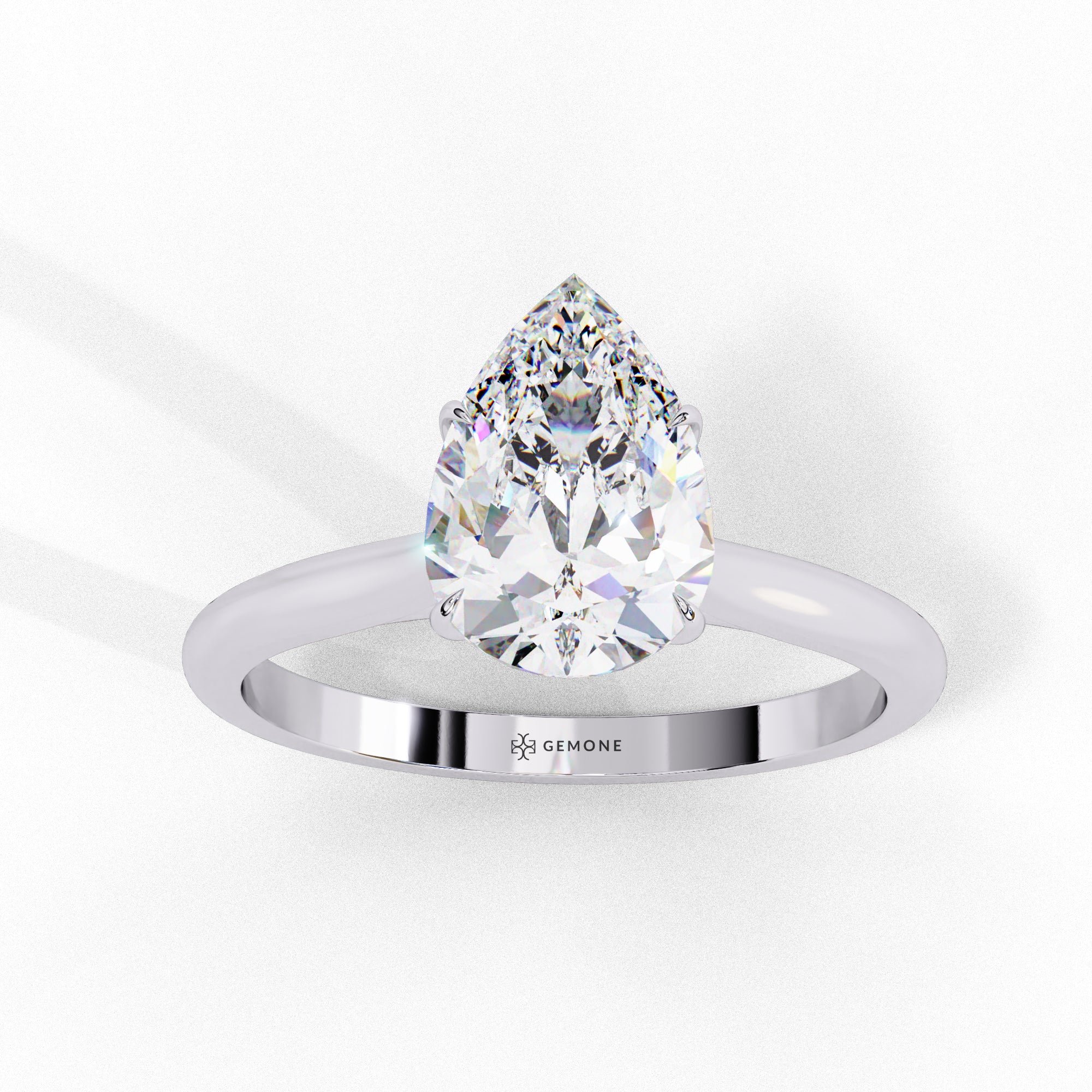 1 Carat Pear Cut Lab Grown Diamond Engagement Ring In White Gold