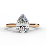 Pear Shape Solitaire Lab Diamond Engagement Ring 18K Rose Gold Natural Diamond Solitaire Engagement Rings