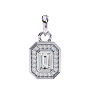 0.95 Ct Emerald Cut Lab Diamond Halo Pendant White Gold