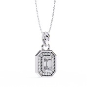 0.95 Ct Emerald Cut Lab Diamond Halo Pendant White Gold