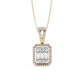 0.96 Ct Lab Diamond Emerald Shape Cluster Pendant