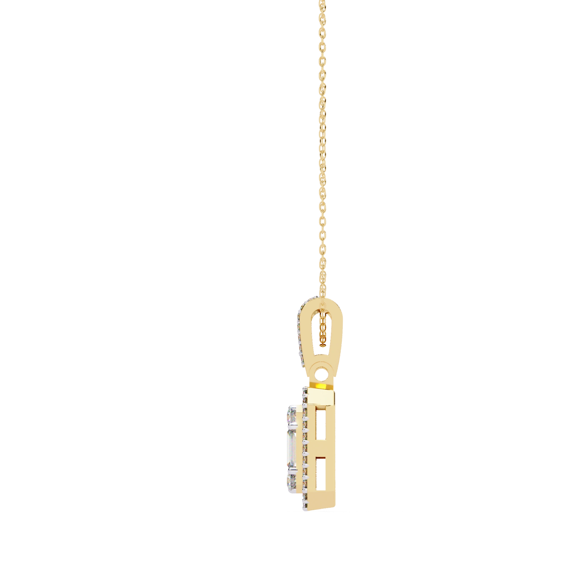 0.96 Ct Lab Diamond Emerald Shape Cluster Pendant