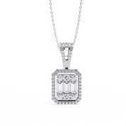 0.96 Ct Lab Diamond Emerald Shape Cluster Pendant 950 Platinum Natural Diamond