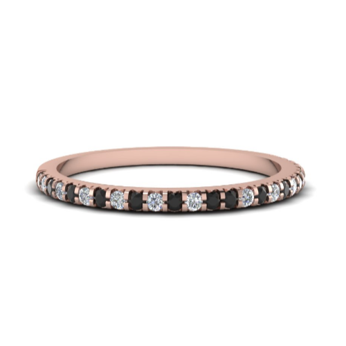 0.60 Carat Round Cut Diamond Bar Setting Black And White Diamond Half Eternity Ring