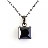 3 Ct Princess Cut Diamond Solitaire Prong Set Black Diamond Pendent