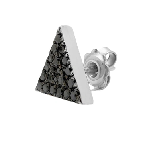1 Ct Black Diamond Triangle Shape Single Stud Earring