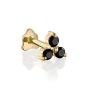 0.60 Ct Black Diamond 3 Stone Stud Earrings for Women 950 Platinum