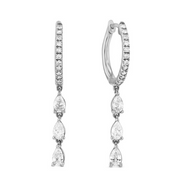 1 Carat Pear And Round Cut Prong Set Diamond Drop Earrings 950 Platinum Natural Diamond