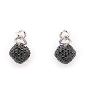1 Ct Round Cut Black Diamond Drop Earrings