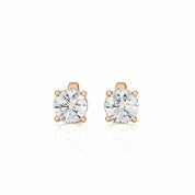 1 Ct Round Prong Setting Diamond Stud Earrings In Rose Gold Rose