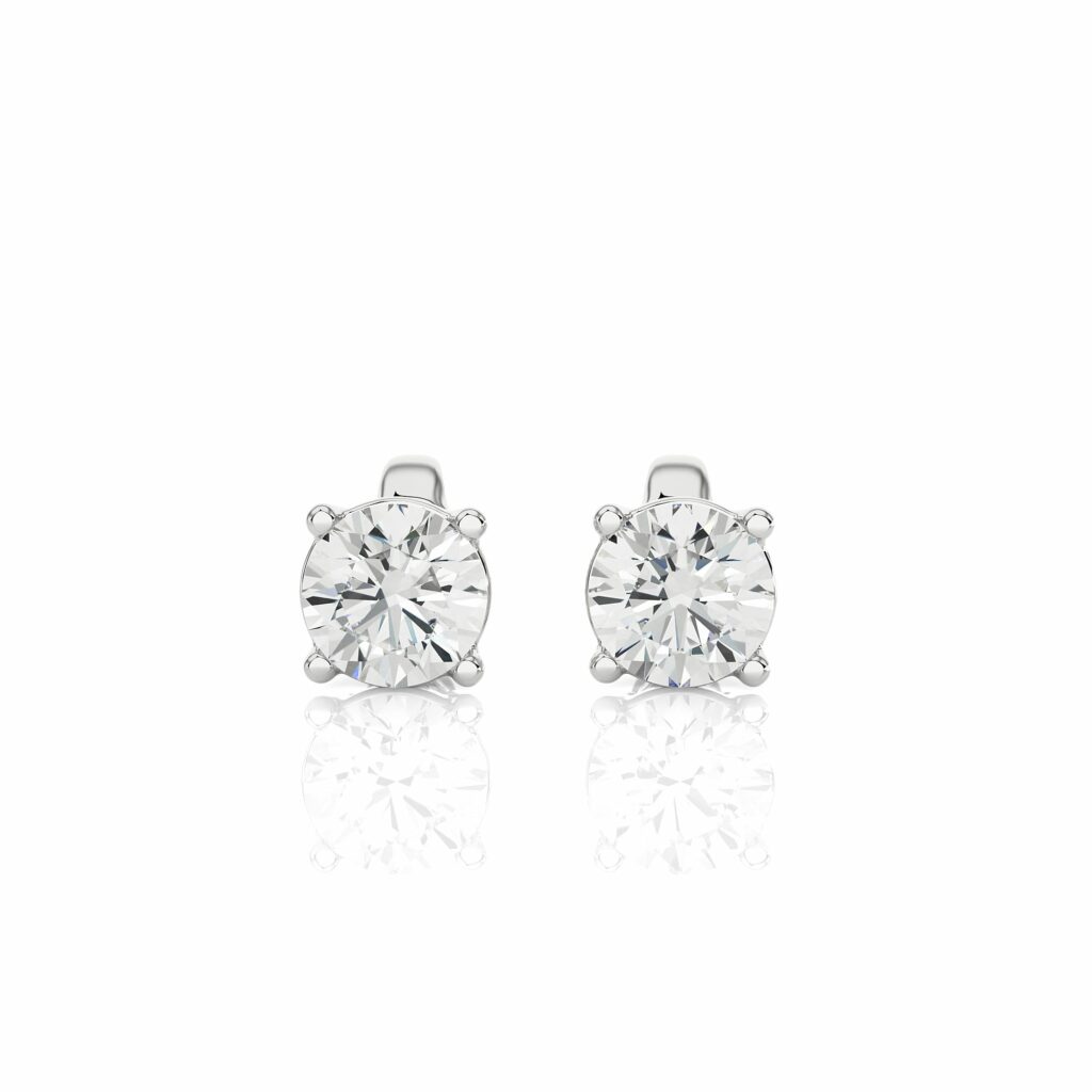 1 Ct Round Prong Setting Diamond Stud Earrings In White Gold Lab Diamond