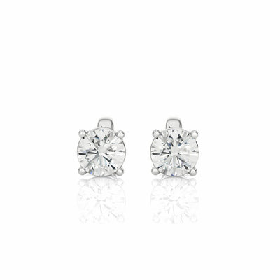 1 Ct Round Prong Setting Diamond Stud Earrings In White Gold Lab Diamond