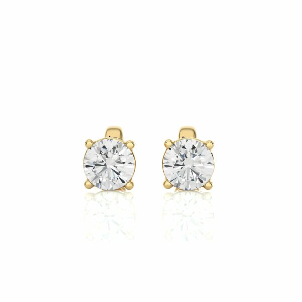1 Ct Round Prong Setting Diamond Stud Earrings In Rose Gold Yellow
