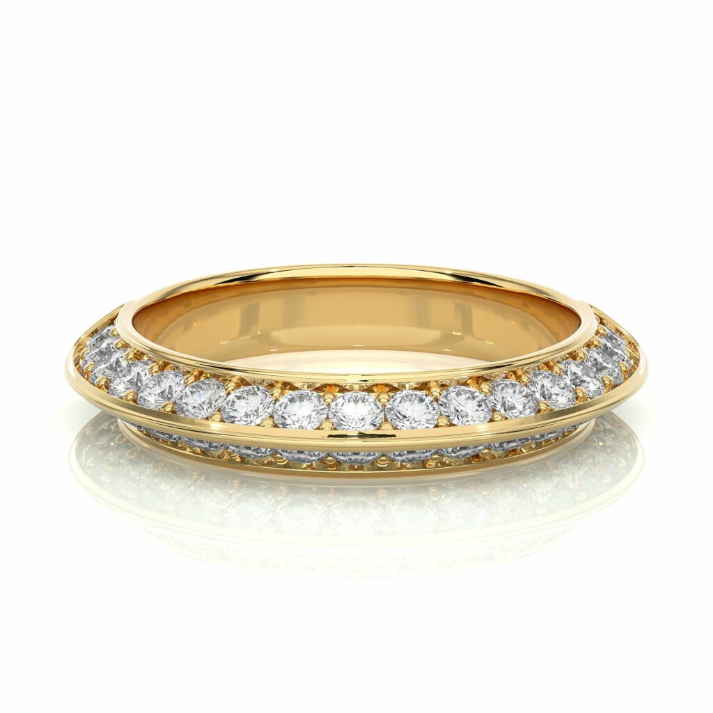 0.76 Ct Knife Edge Round Cut Diamond Eternity Wedding Band 10K White Gold Lab Diamond
