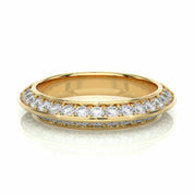 0.76 Ct Knife Edge Round Cut Diamond Eternity Wedding Band 10K White Gold Lab Diamond