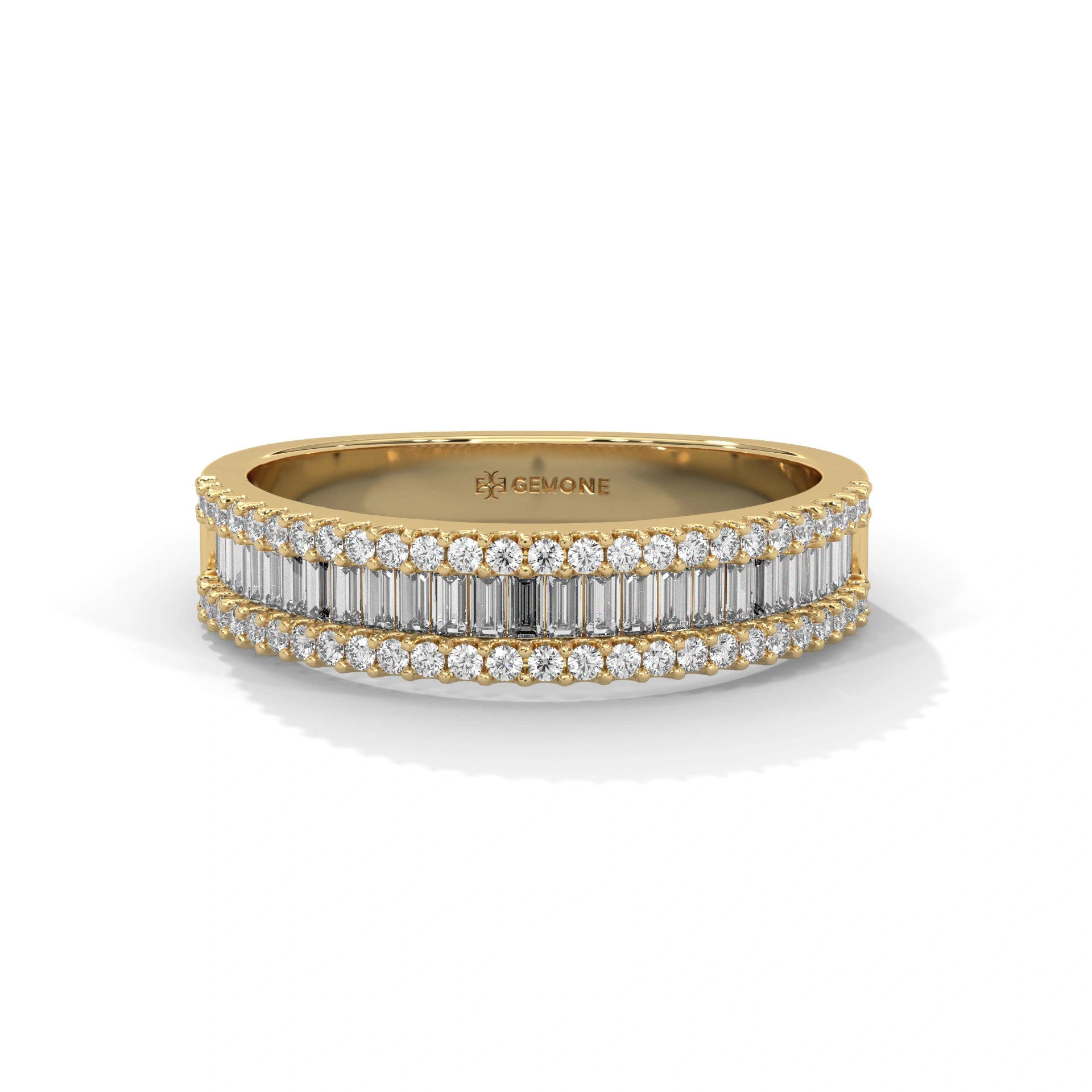 1.01 Ct Baguette Lab Grown Diamond Wedding Band 18K Yellow Gold Natural Diamond