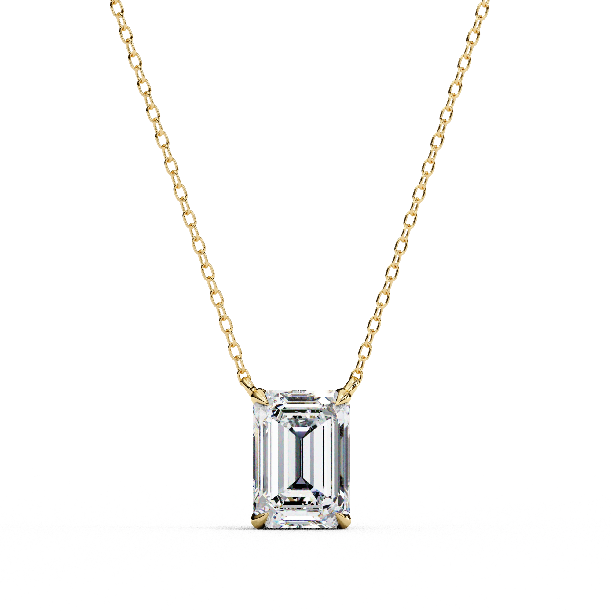 1 Ct Emerald Lab Diamond Prong Set Necklace White Gold 18K Yellow Gold Natural Diamond