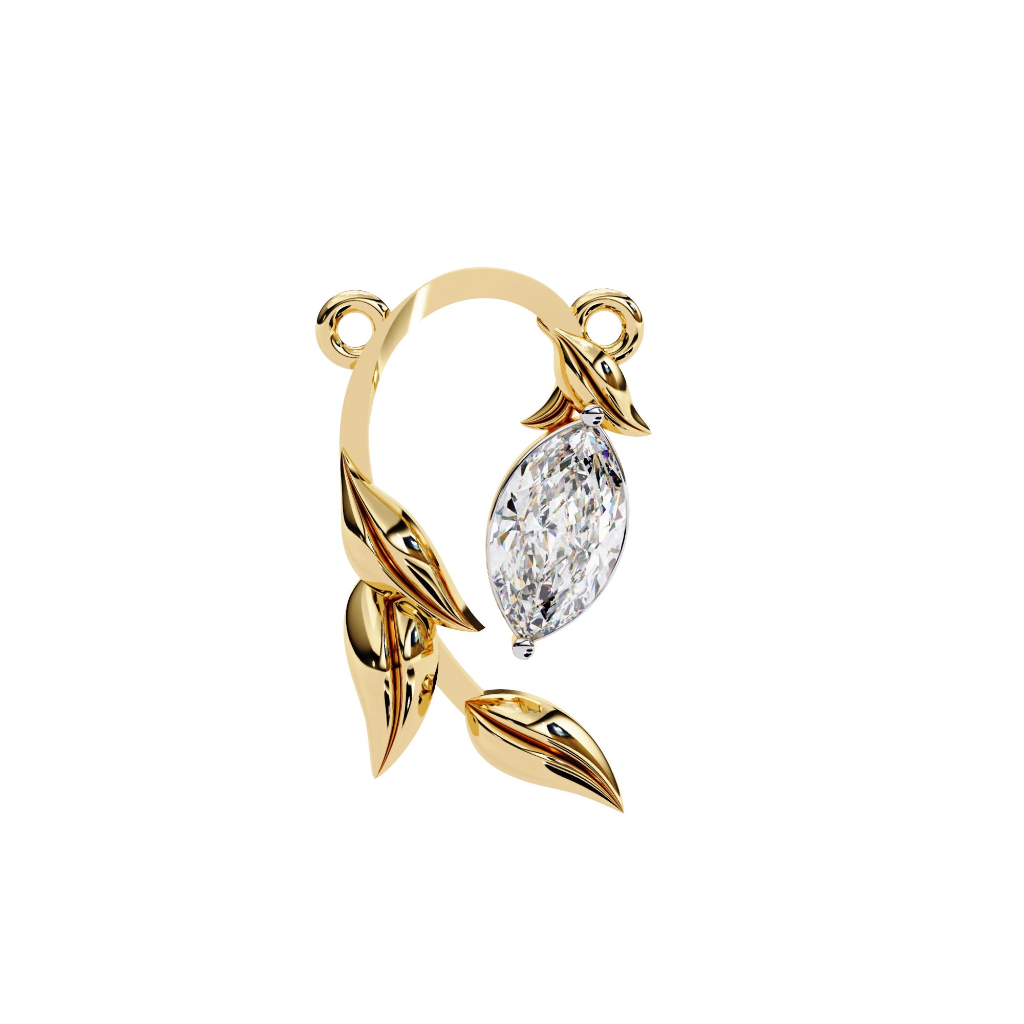 1.00ct Marquise Lab DiamondProng Set Necklace In Yellow Gold