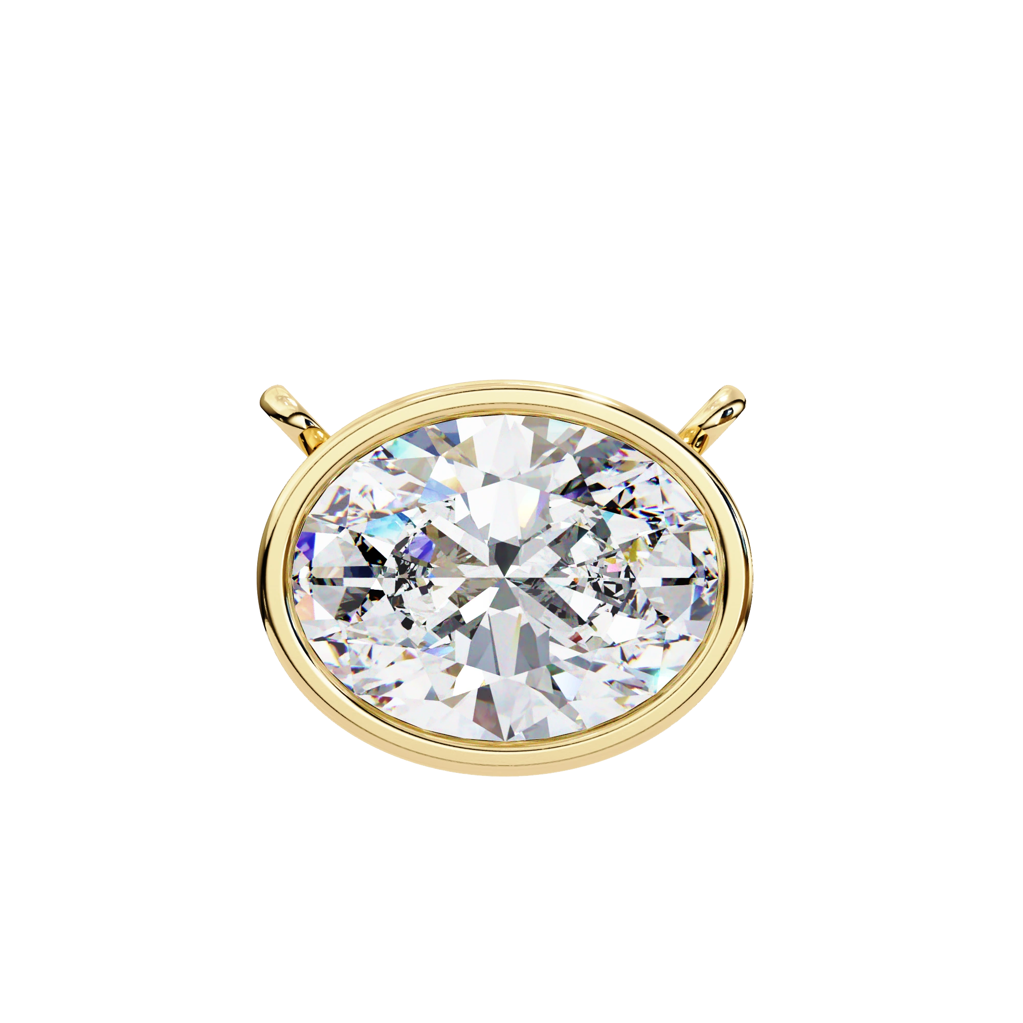 1 Ct oval lab diamond bezel Set necklace