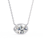 1 Ct oval lab diamond bezel Set necklace Lab Diamond