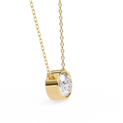 1 Ct oval lab diamond bezel Set necklace