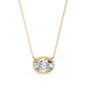 1 Ct oval lab diamond bezel Set necklace