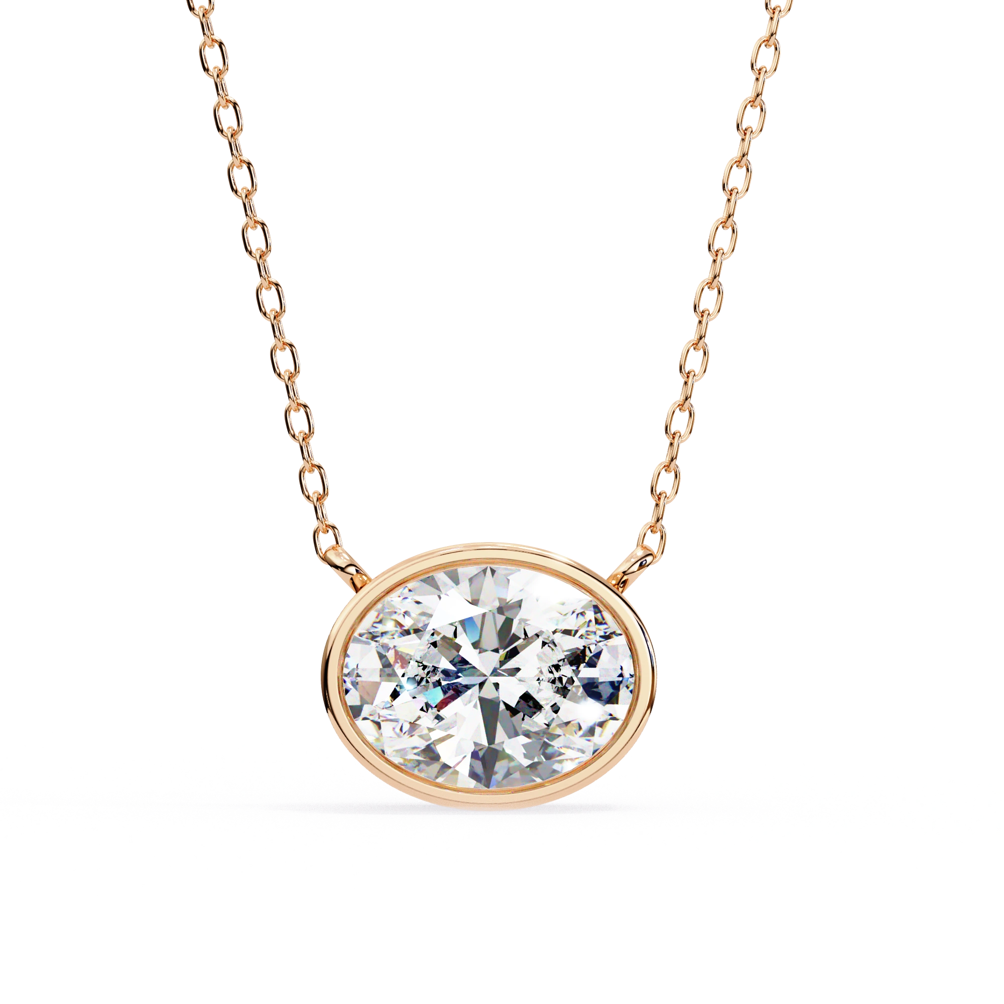 1 Ct oval lab diamond bezel Set necklace Lab Diamond
