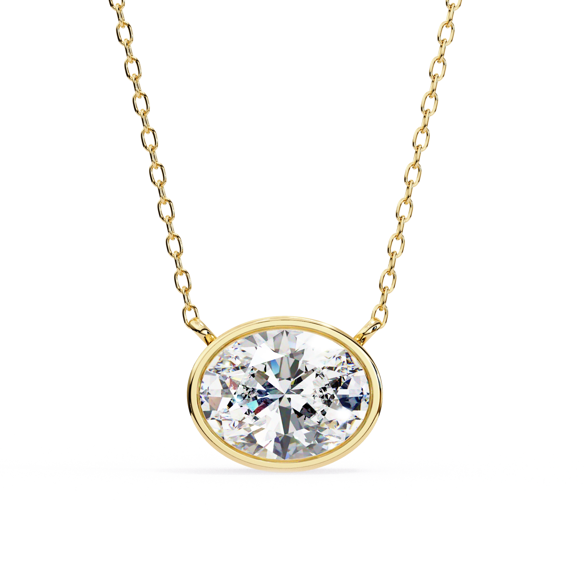 1 Ct oval lab diamond bezel Set necklace Lab Diamond
