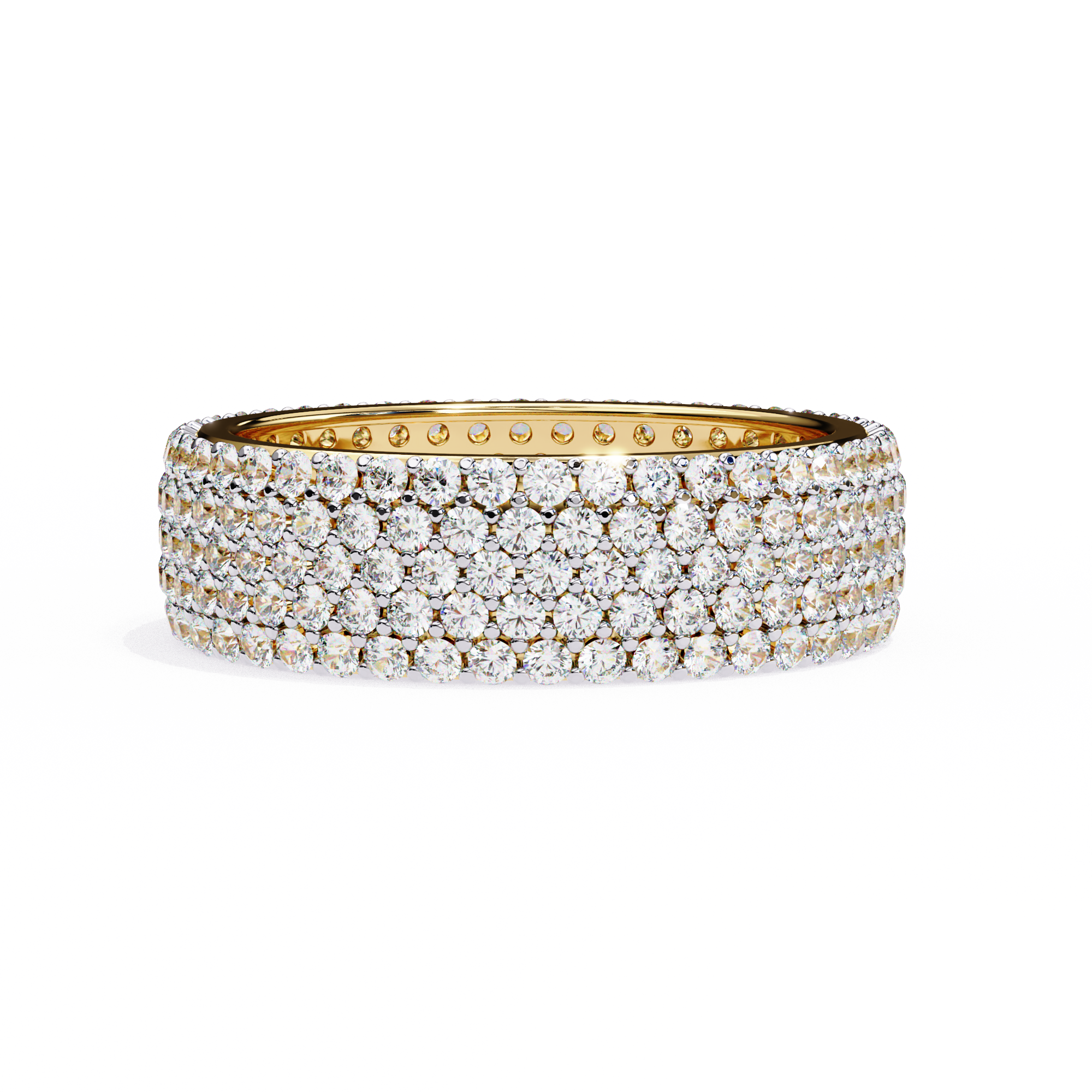1.01 Carat Round Cut 5 Row Diamond Wedding Bands In Rose Gold 18K Yellow Gold Natural Dimaond