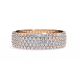1.01 Carat Round Cut 5 Row Diamond Wedding Band In Rose Gold