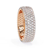 1.01 Carat Round Cut 5 Row Diamond Wedding Band In Rose Gold