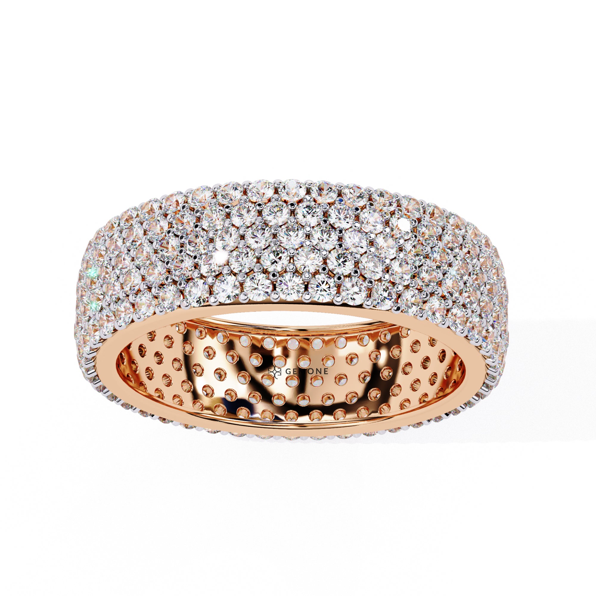1.01 Carat Round Cut 5 Row Diamond Wedding Band In Rose Gold