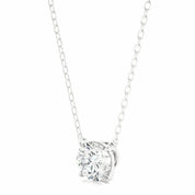 1 Carat Round Solitaire 4 Prong Diamond Nacklace In White Gold
