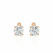 1.05 Ct Round Cut Prong Setting Lab Diamond Stud Earrings In White Gold Rose