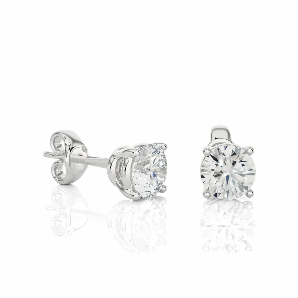 1.12 Ct Solitaire Prong Setting Diamond Stud Earrings In White Gold