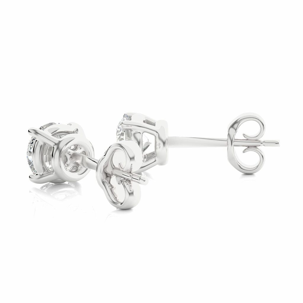 1.12 Ct Solitaire Prong Setting Diamond Stud Earrings In White Gold