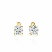 1.05 Ct Round Cut Prong Setting Lab Diamond Stud Earrings In White Gold Yellow