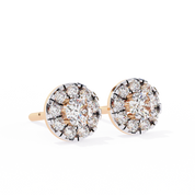 1.06 Carat Diamond Earrings Studs Womens with Halo Design 18K Rose Gold Natural Diamond