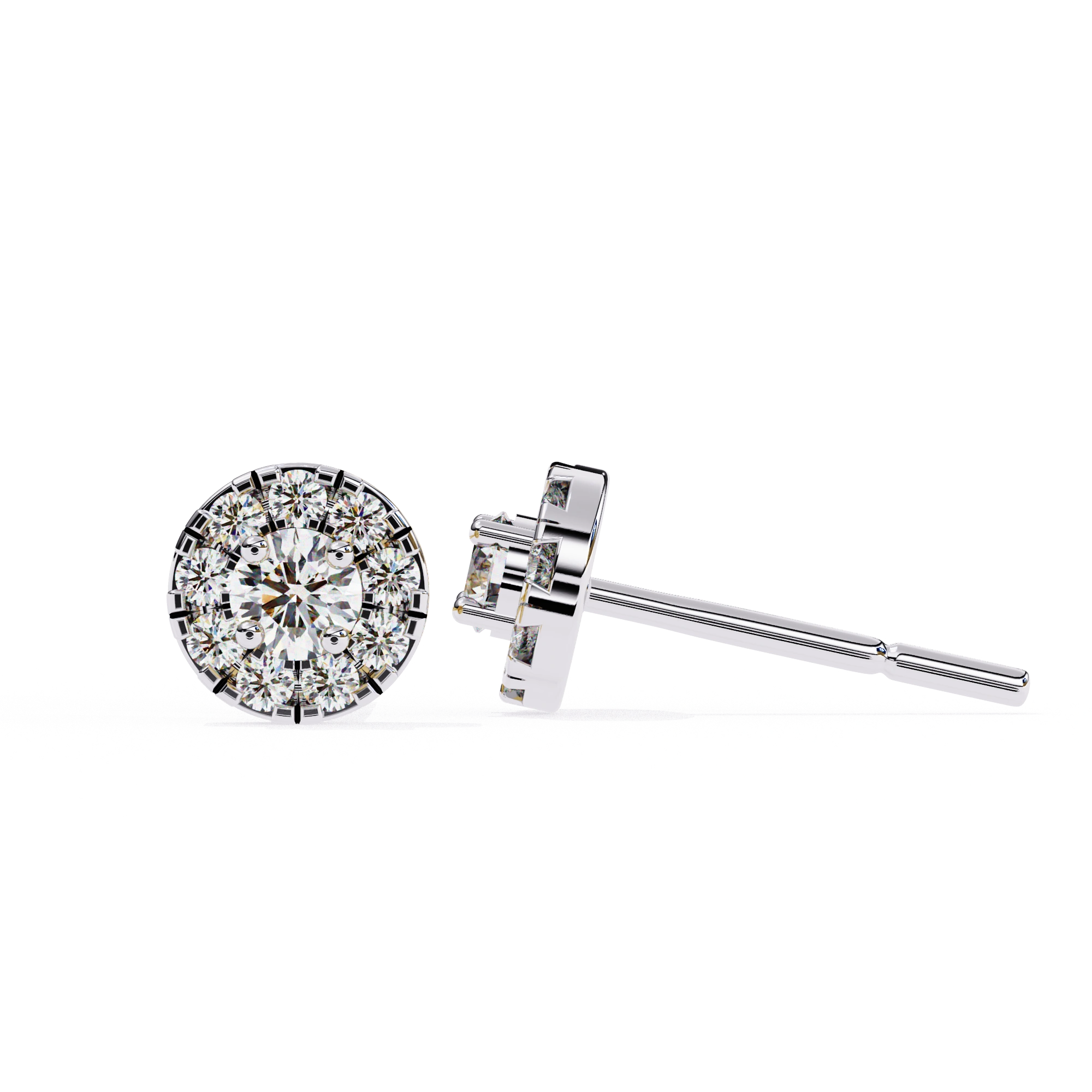 1.06 Carat Diamond Earrings Studs Womens with Halo Design