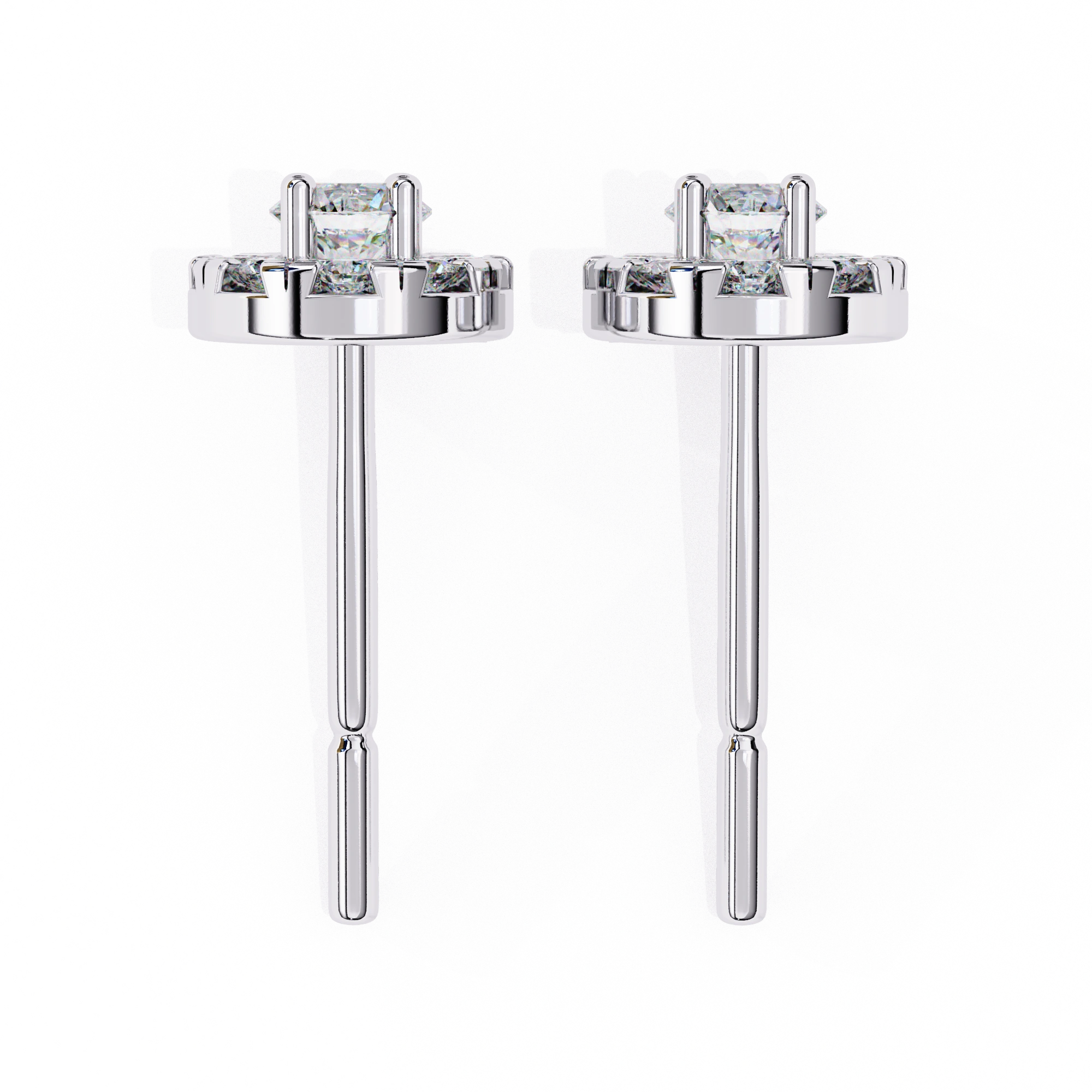 1.06 Carat Diamond Earrings Studs Womens with Halo Design