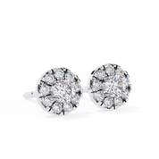 1.06 Carat Diamond Earrings Studs Womens with Halo Design 950 Platinum Natural Diamond