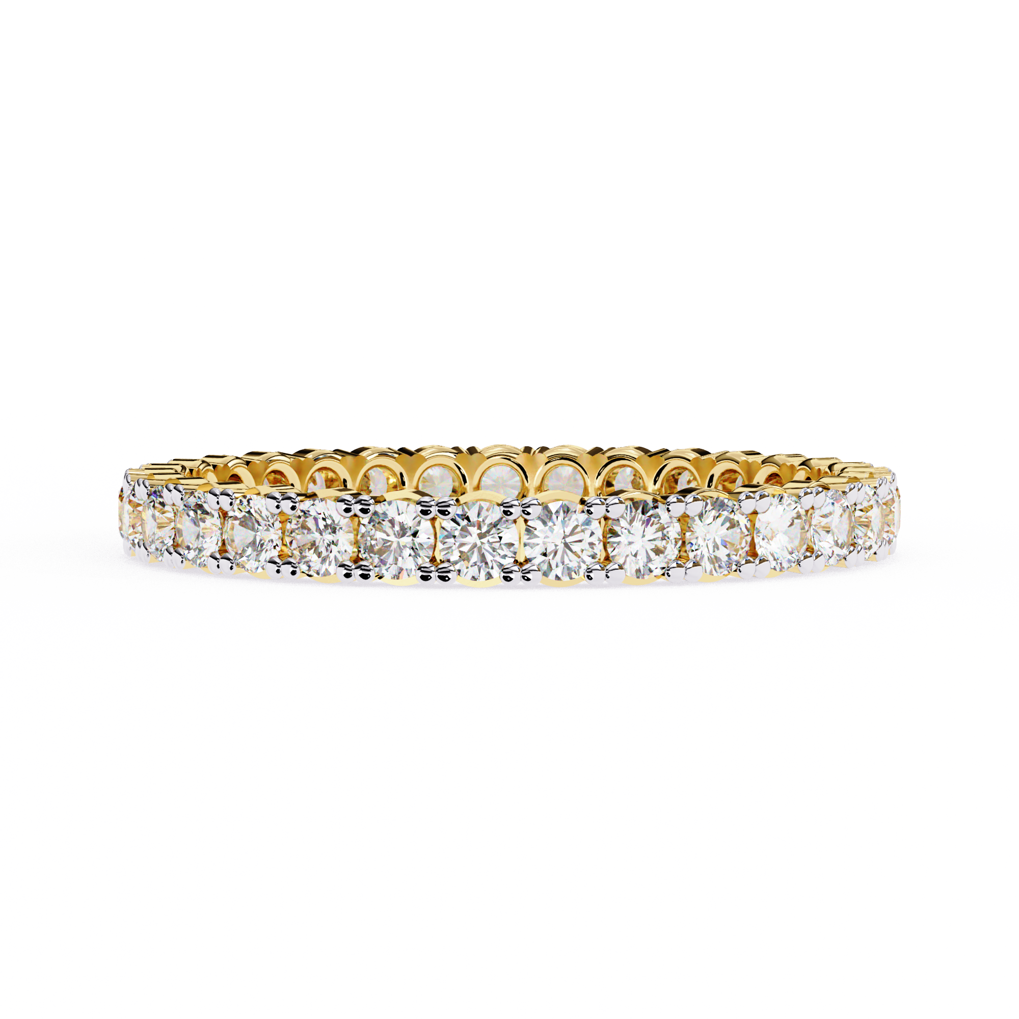 1.09 Carat Round Shape Eternity Diamond Wedding Band 18K Yellow Gold Natural Diamond Eternity Wedding Rings