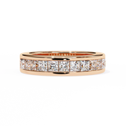 1.10 Ct Princess Cut Half Eternity Diamond Wedding Band In White Gold 18K Rose Gold Natural Diamond Diamond Wedding Bands