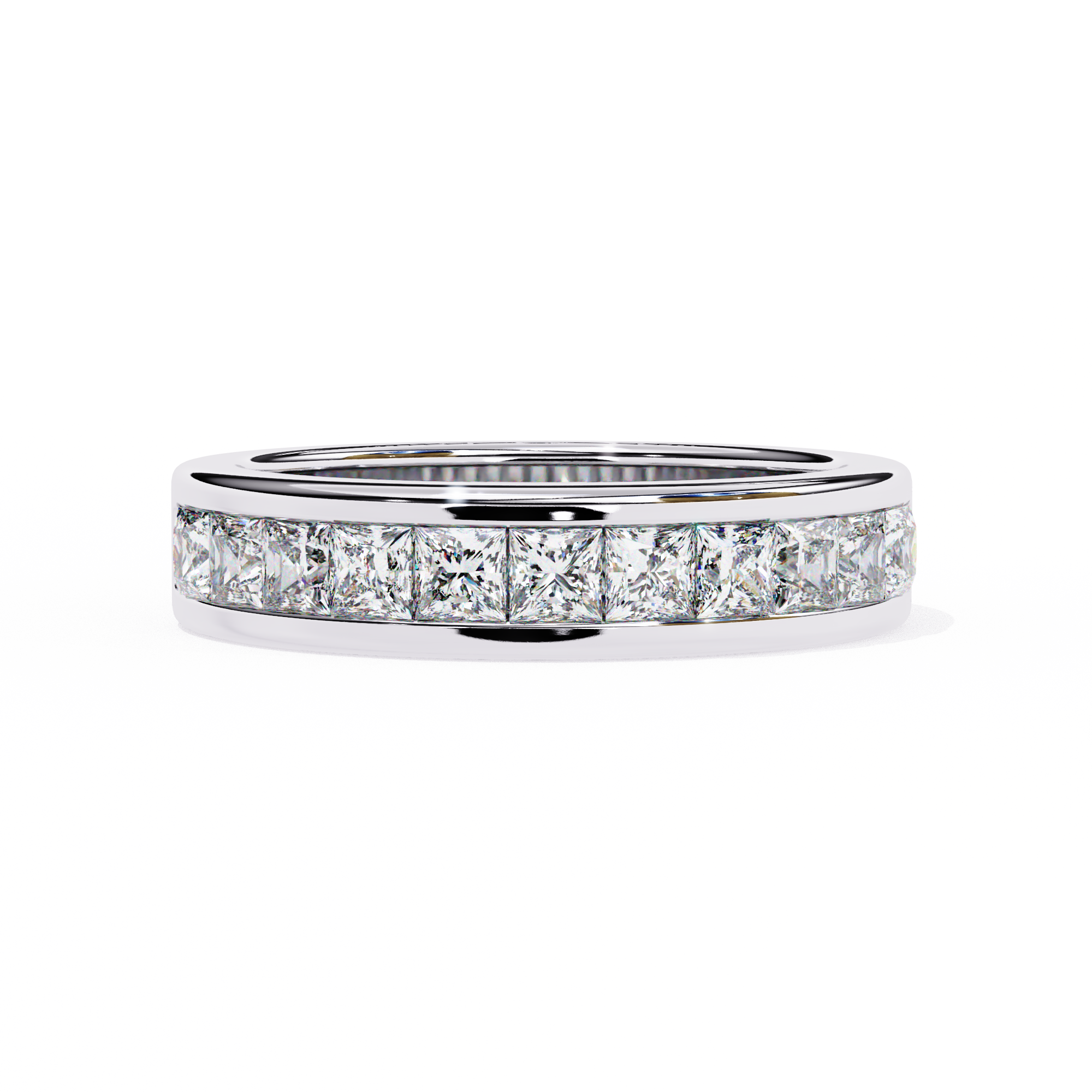 1.10 Ct Princess Cut Half Eternity Diamond Wedding Band In White Gold 950 Platinum Natural Diamond Diamond Wedding Bands
