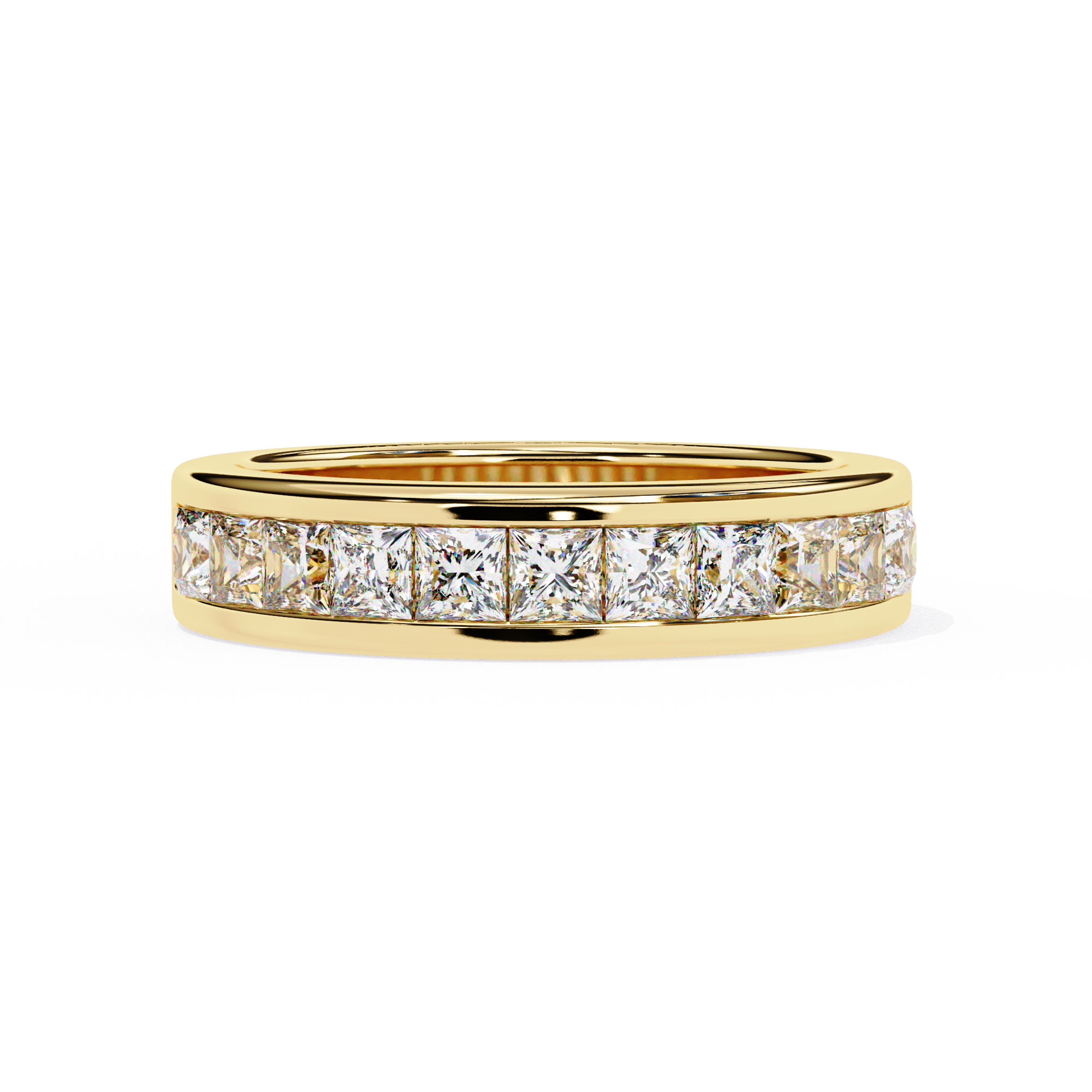 1.10 Ct Princess Cut Diamond Half Eternity Wedding Band 18K Yellow Gold Natural Diamond Diamond Wedding Bands